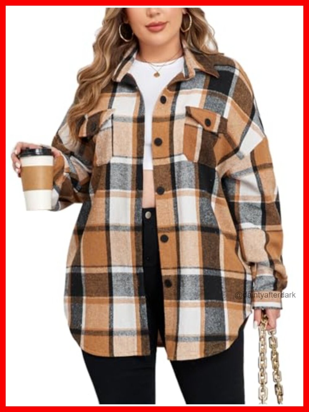 Plus Size Flannel Plaid Corduroy Shacket Jacket Oversized Button Down Shirt